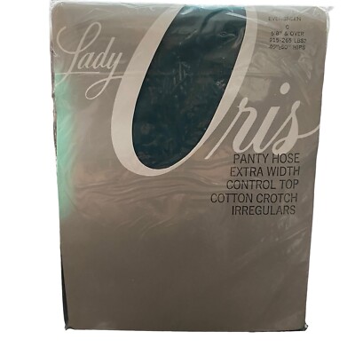 Vintage Lady Oris Pantyhose Plus Extra Width Control Top Cotton Crotch Green