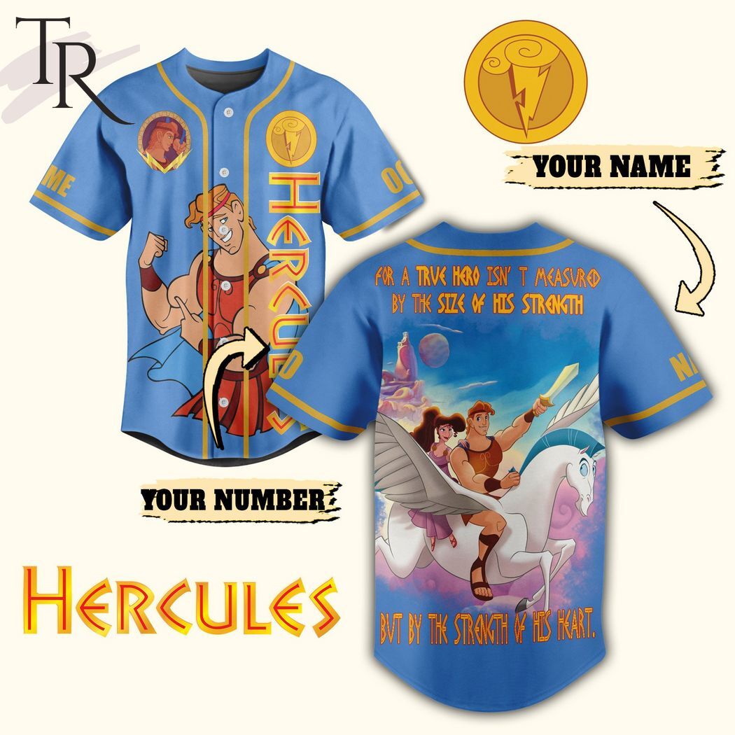 Custom Hercules Baseball Jersey, Disney Baseball Jersey