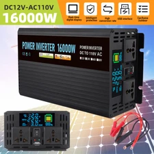 16000W Car Power Inverter DC 12V To AC 110V Pure Sine Wave Solar Converter LCD