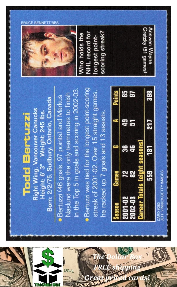 2003 Sports Illustrated for Kids #280 Todd Bertuzzi - Vancouver Canucks - Image 2 of 2