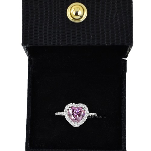 Certified 3.40Ct Heart Shape Pink Diamond Solitaire Ring, Diamond Accents. - Picture 7 of 9