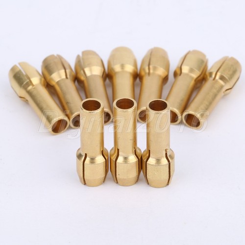 10pc 1/8" 3.2 mm Brass Collets Adapter Nut Kit Fit Grinder Shafts Rotary Tool - Picture 8 of 11
