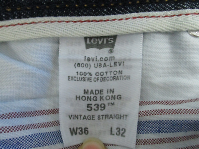 Levis 539 Vintage Straight Jeans Mens Size 36 Blue Denim