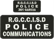 R.G.C.C.I.S.D POLICE EMBROIDERY PATCH 4X10 AND 2X5 HOOK ON BACK BLK/WHITE