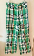VTG HEAD Sportswear Plaid Tartan Preppy Golf Club Flare Hi Waisted Pants Sz XS-S