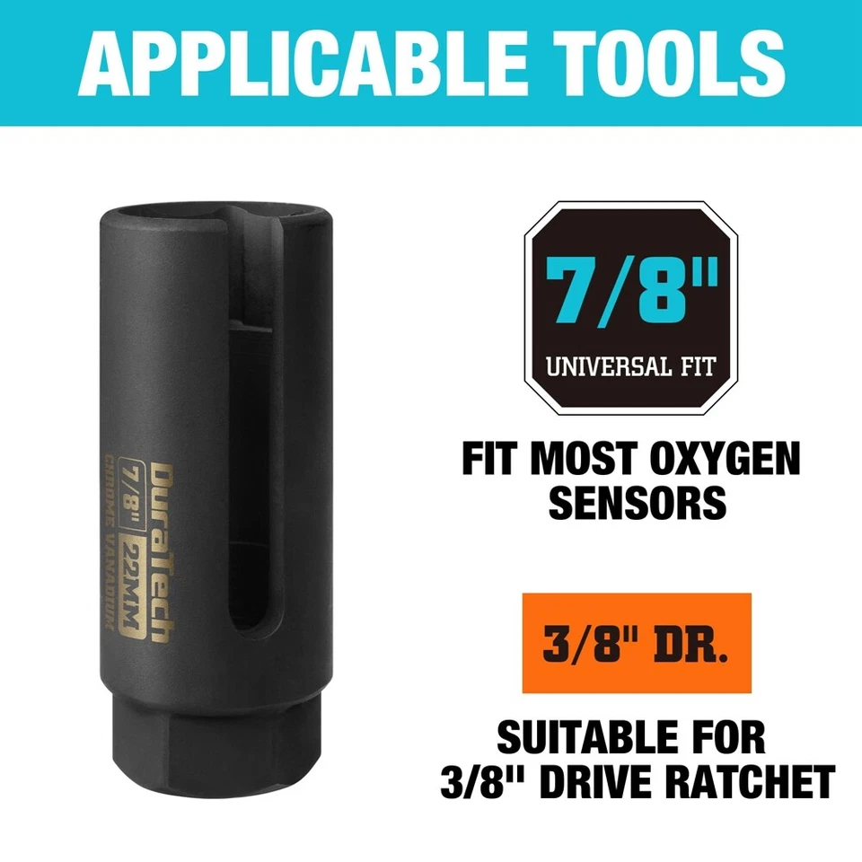 DURATECH O2 Oxygen Sensor Socket 3/8" Drive 7/8" 22mm Oxygen Sensor Remover Tool - Image 2 of 4