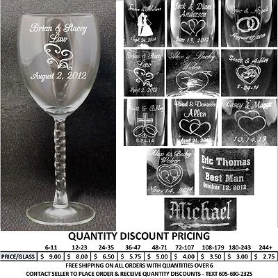 Personalized Wine Glasses Custom Laser Engraved Wedding Anniversary Party Gifts - Photo 1/4