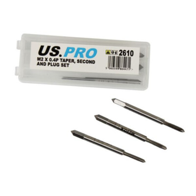 US PRO M2 x 0,4 mm GEWINDE GEWINDEBOHRER KEGEL ZWEITE & STECKER SET Gewindereparatur 2610