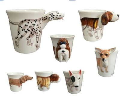 mug cup coffee tea ceramic porcelain dog 3D figurine miniature collectible gift