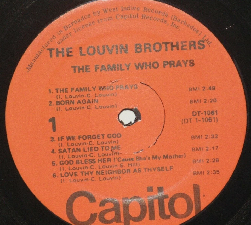 LOUVIN BROTHERS The Family Who Prays Barbados LP Plays Well VG+ Capitol DT1061  - Image 3 of 3