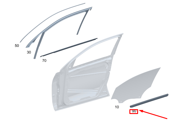 Neu MB GLE W167 Türfenster-Innenleiste vorne rechts A1677257800 Original