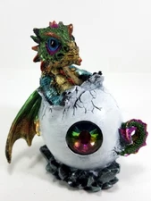 Green Baby Dragon Hatching From Egg with Gem Collectible Figurine Statue 71834