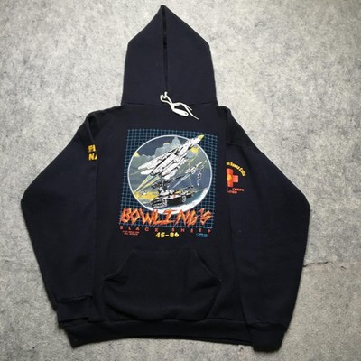 Vintage Russell Athletic Hoodie Men XL Blue Fly Navy Eagle 45 F-14 Tomcat Marine