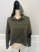 Under Armour Women's Green Hoodie Cropped Length Athleisure Gym Monogram S