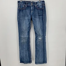 Vigoss Jeans The Dublin Bootcut Distressed Medium Blue Size 9/33 Womens