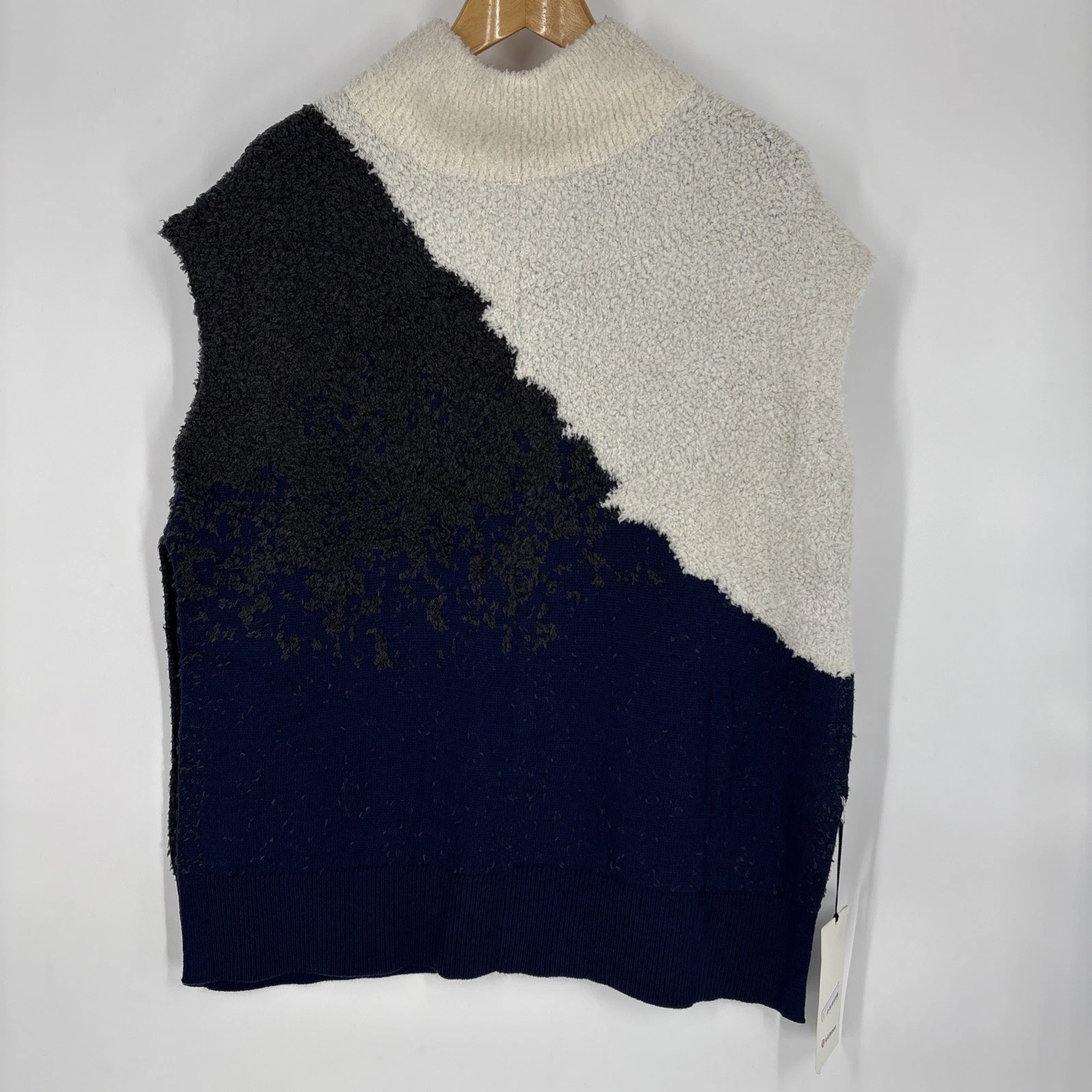 Lululemon Womens Ombre Knit Textured Poncho Sweater 12 High Neck Merino Blend