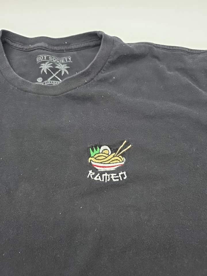 Riot Society Long Sleeve T-Shirt Men 2XL Black Logo Embroidered ..#37796 - Image 2 of 4