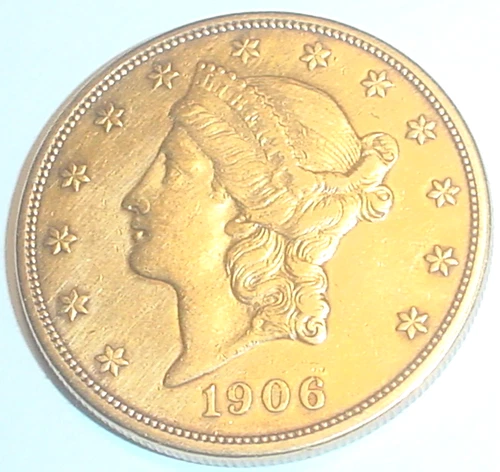 1906  $20 GOLD LIBERTY HEAD DOUBLE EAGLE COIN - NICE -UNGRADED/UNCERTIFIED