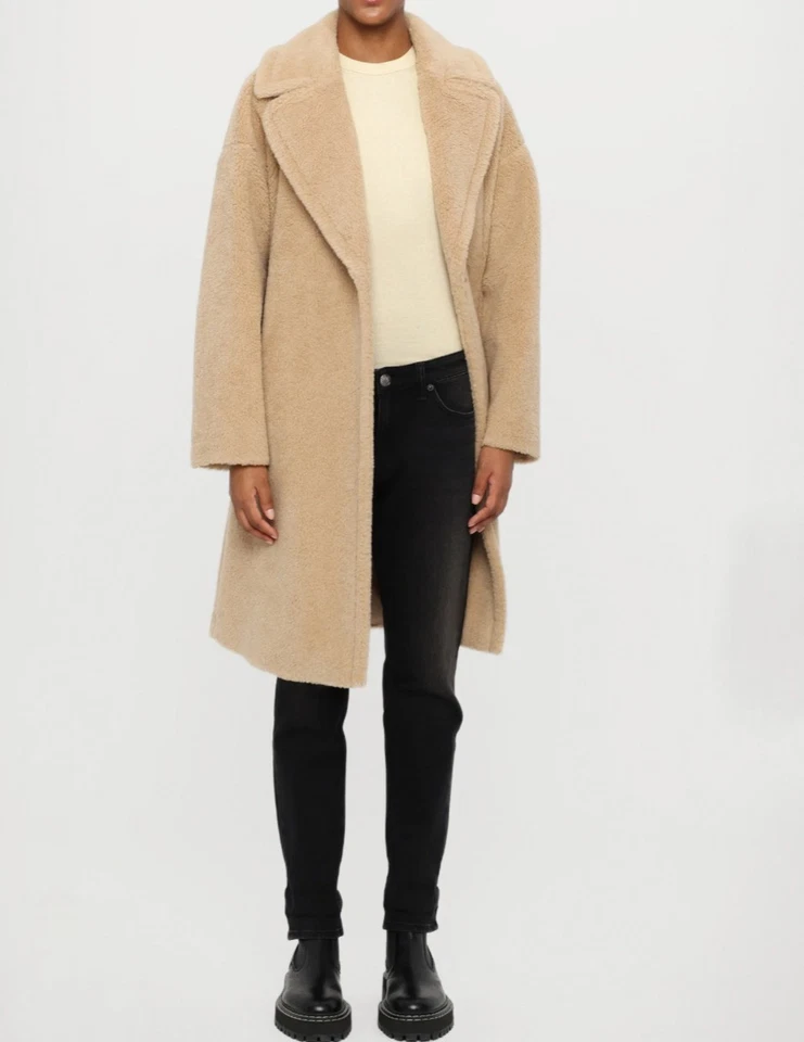 Max Mara Weekend Emmy Wool Robe Coat Beige Faux Fur UK 10 RRP £825 BNWT - Image 3 of 4