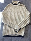 DANIEL CREMIEUX Mens Ivory Chunky Cotton Cable Turtleneck Hand Knit Sweater XL