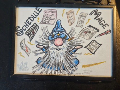 ACEO Original Gnome Art Mess Mates #2 Schedule Mage Nurse Gift Audra Deane OOAK