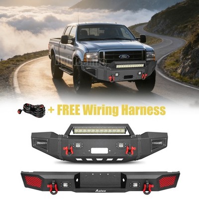 Front bumper & Rear Bumper Fits 1999-2004 Ford F250/F350 Super Duty with D-rings