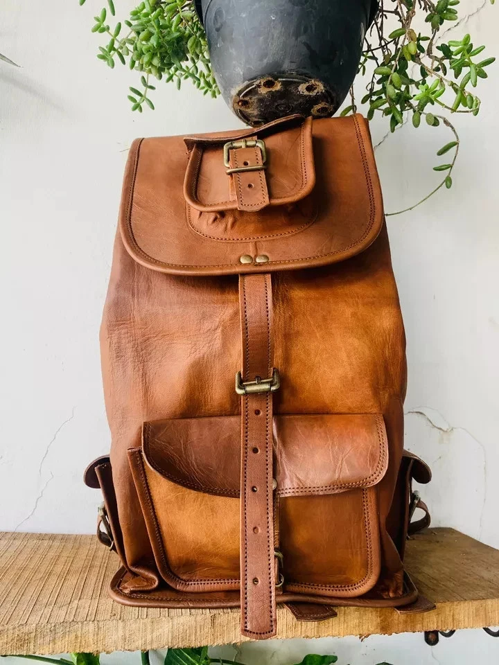Men's And New Women's Leather Rucksack Backpack Genuine Bag Laptop Travel