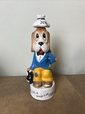 Vintage Bondware Hungover Hound, Hund im Anzug musikalische Schnaps Dekanter, 29 cm
