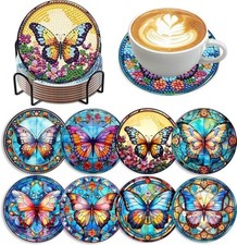 8 PCS Butterfly Diamond Art Coasters Diamond Painting Butterfly Coasters
