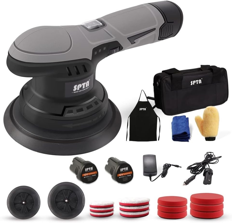 Cordless Car Buffer Polisher, SPTA Polisher with 2Pcs 12V Lithium Rechargeable..