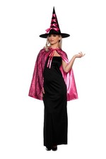 Witch Cape and Hat Adult Costume Set  Pink
