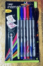 BIC Intensity Fineliner Marker Pens  Medium 1.0mm, 6 Pack NEW