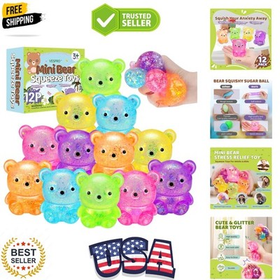12Pack Fidget Toys Squishy ，Cute Bear Squeeze Ball , Stress Balls for Stress ...