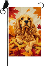 Cocker Spaniel Garden Flag 12X18 Hello Fall Vertical Double Sided Autumn Leaves