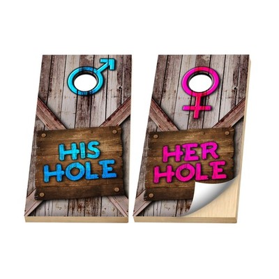 Premium Cornhole Vinyl Wraps - 3M Decal - His and Hers Hole Wedding Boards