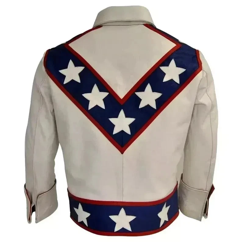 Disfraz de Halloween Evel Knievel Daredevil Stuntman Moto Cuero Genuino Traje Foto 3 de 4