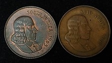 1965 South Africa 2 Cents Bronze Coin (2 coin Y-81 & 81a) XF/UNC @#3162