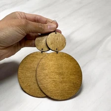 Large Wooden Dangle Earrings 4" Long Lightweight Boho Afrocentric Jewelry