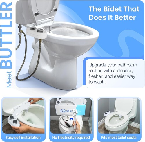 Accesorio de bidé trasero transparente The Buttler para inodoro autolimpiante boquilla doble... - Imagen 5 de 18
