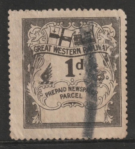 1869 GREAT WESTERN RAILWAY PREPAID NEWSPAPER PARCEL 1d STAMP - NO GUM