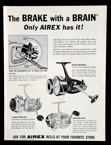 Annonce Pub Originale Vintage Airex Reels Pêche USA 1960