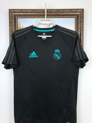 Real Madrid Football Shirt Soccer Black Jersey Train Adidas