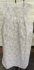 Vintage Carriage Court Nightgown 38  Long White W/Flowers
