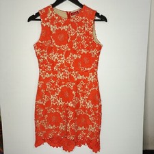 Elle Open Lace Dress Size M Medium Orange Sleeveless 