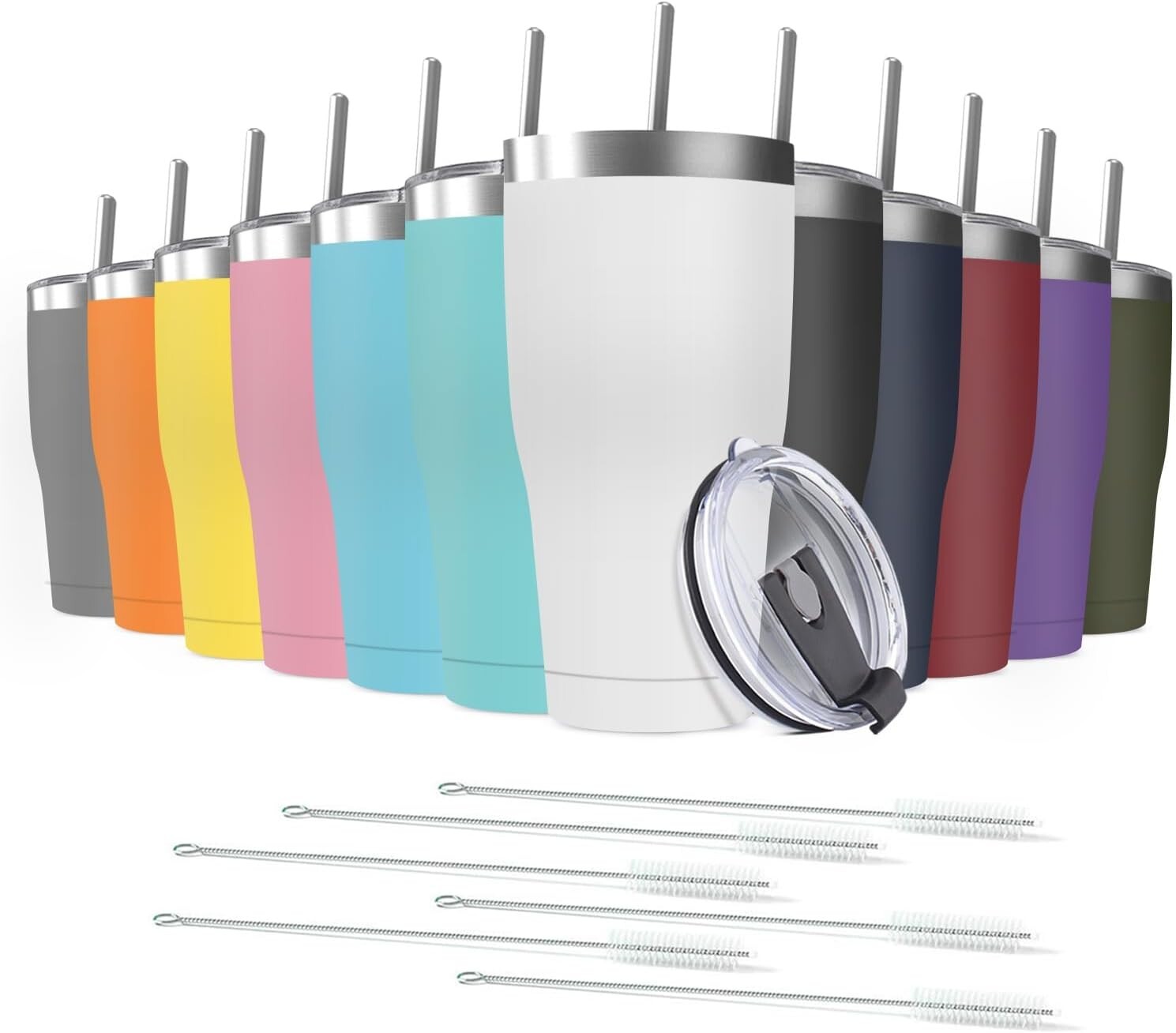 Durable 30oz Stainless Steel Tumblers - 12 Pack for Hot & Cold Drinks on the Go