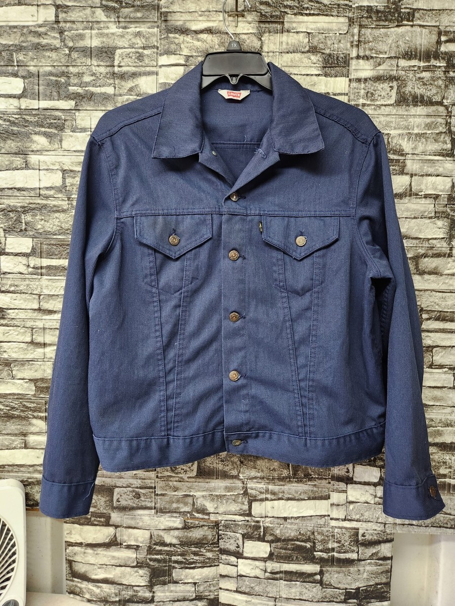 VTG 70s Levis Big E Mens Ribbed Type III Denim Trucker Jacket Blue
