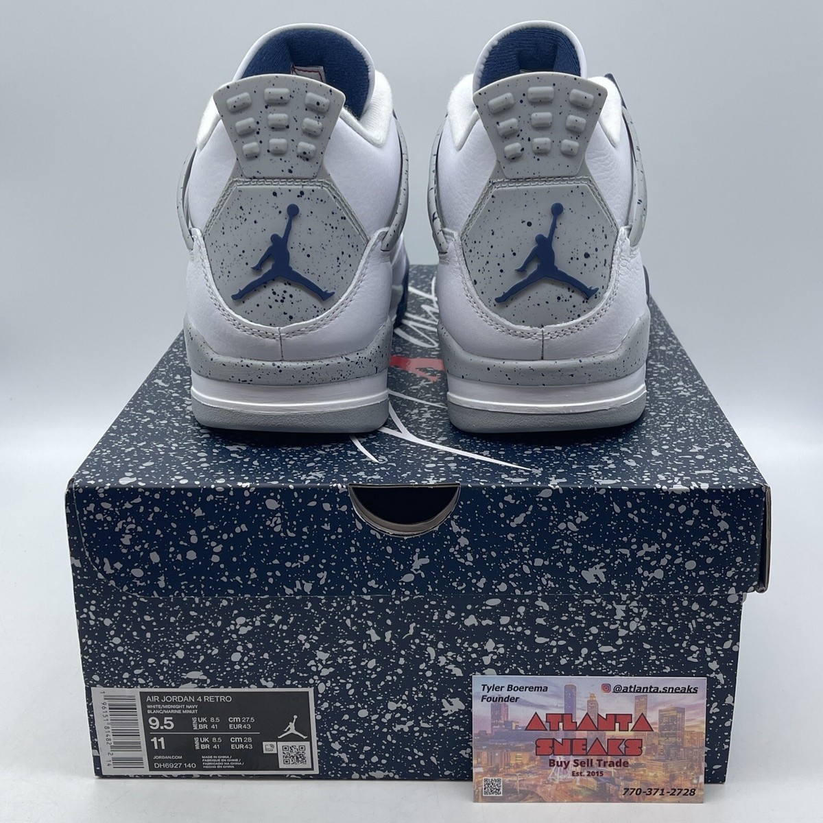 Nike Air Jordan 4 Retro Size 8 White Midnight Navy Grey DH6927-140 Men’s Rare DH6927-140_sivasdescalzo-  main image 2