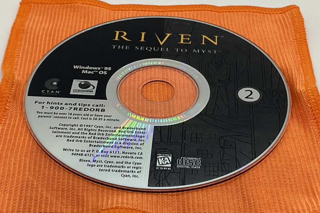 Riven The Sequel To Myst Computer PC Game Vintage Authentic 5-discs w/ Manual - Foto 4 di 8