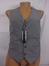 Perry Ellis Men's Alloy Gray Regular Fit Micro Check Suit Vest Jacket Small 551B
