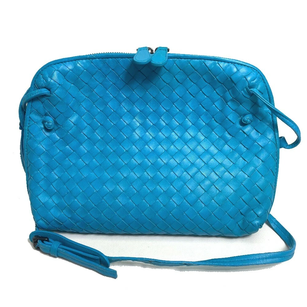 BOTTEGA VENETA 245354 Intrecciato Nodini Pochette Shoulder Bag Lamb Leather  blue